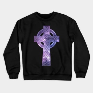 Purple Celtic Cross Medieval Christian Crewneck Sweatshirt